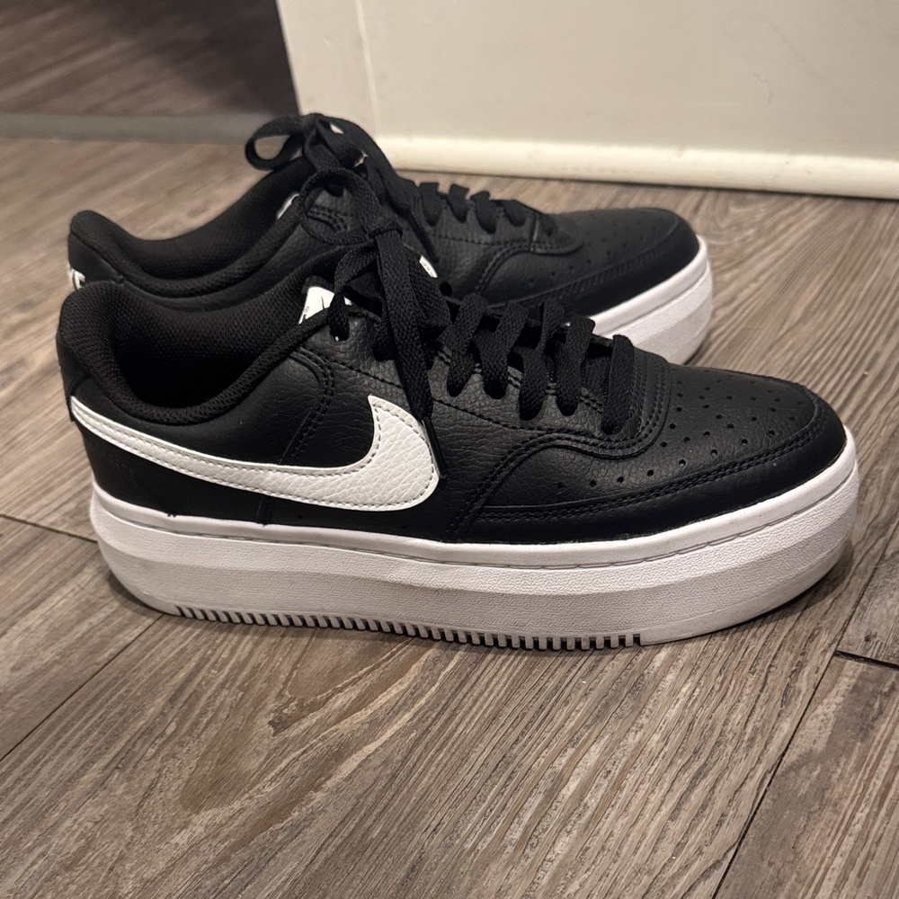 Nike Black and White Platform Sneakers